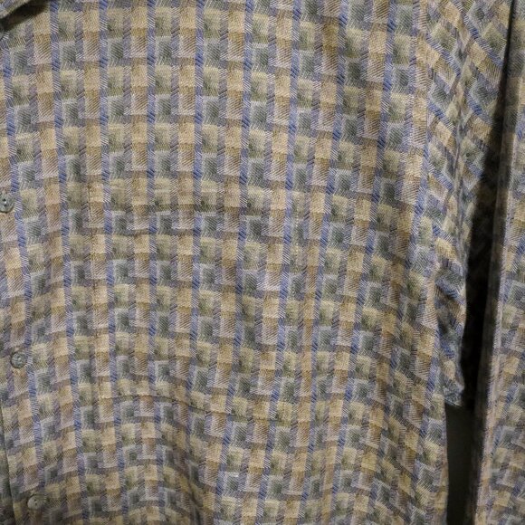Jhane Barnes Shirt Mens 2XL Long Sleeve Button Brown Blue Stripes - Picture 5 of 6